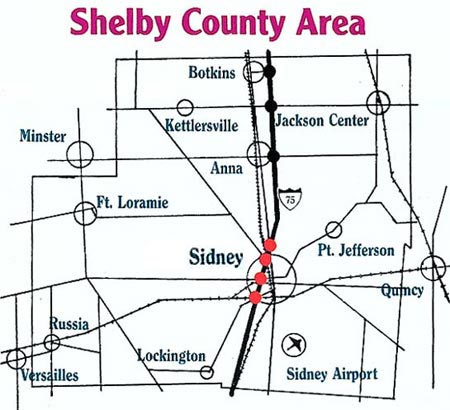 Shelby County Ohio Map Map of Area   Sidney Shelby County Chamber of Commerce | Sidney, OH